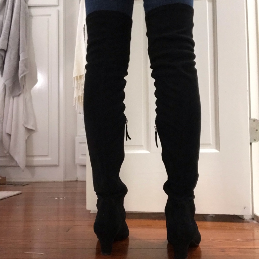 Zara Suede Over Knee Boots View 3